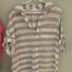 New York and company, size small, beige and white stripped